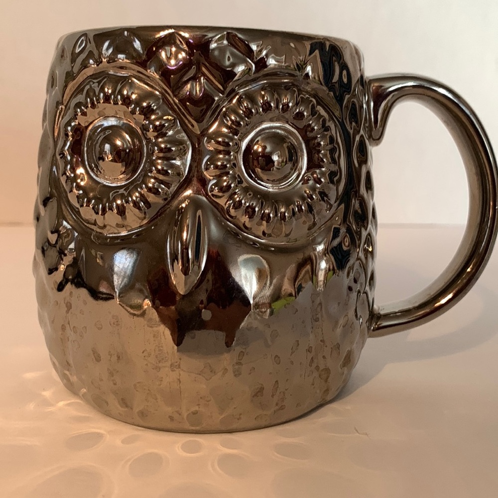 OWL MUG. ,iridescent chrome look. Ceramic mug. Perfect shape🦉🦉🦉🦉